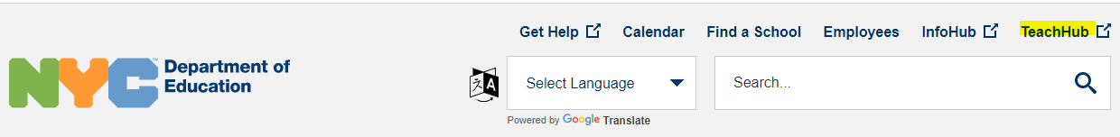 schools.nyc.gov page and how to access TeachHub