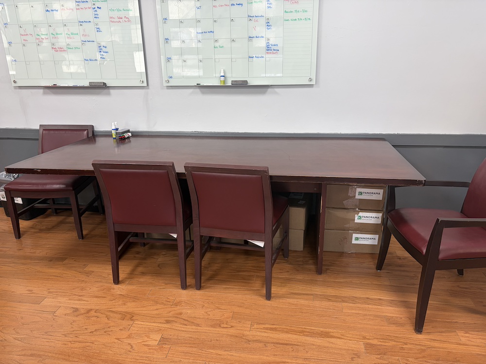 Image with chairs around a table