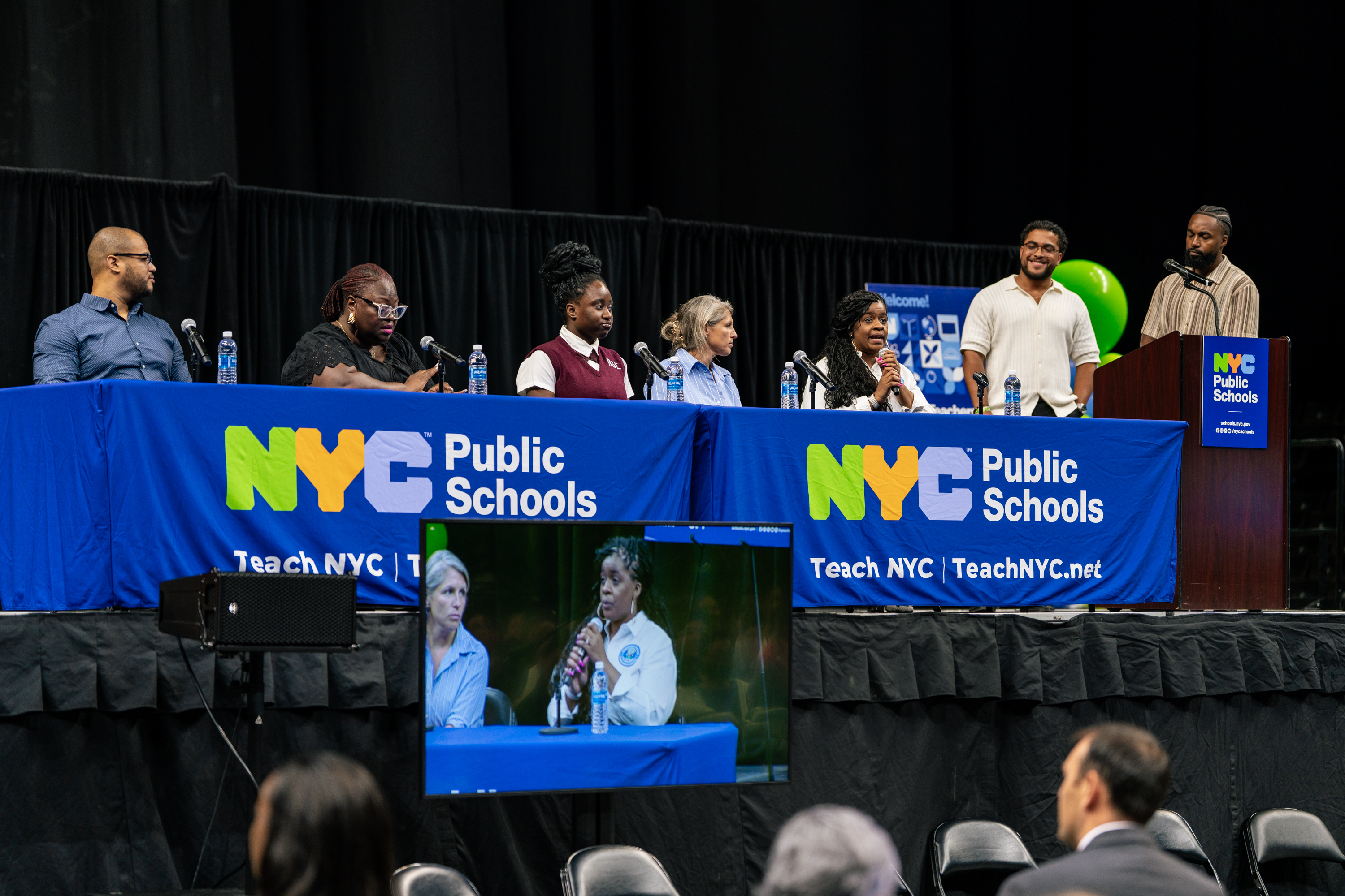 New Teacher Week panel speaking to crowd New Teacher Week panel speaking to crowd