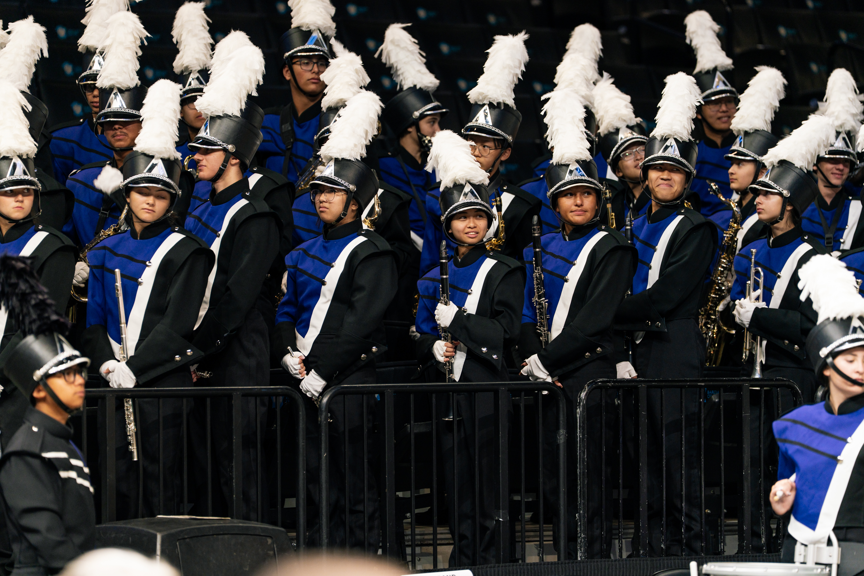 Tottenville High School Band of Staten Island preparing to play High school band students in full uniform waiting to perform