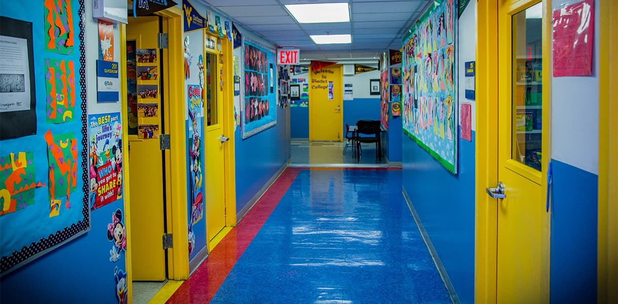 School Quality Snapshot Release School hallway with bright colors